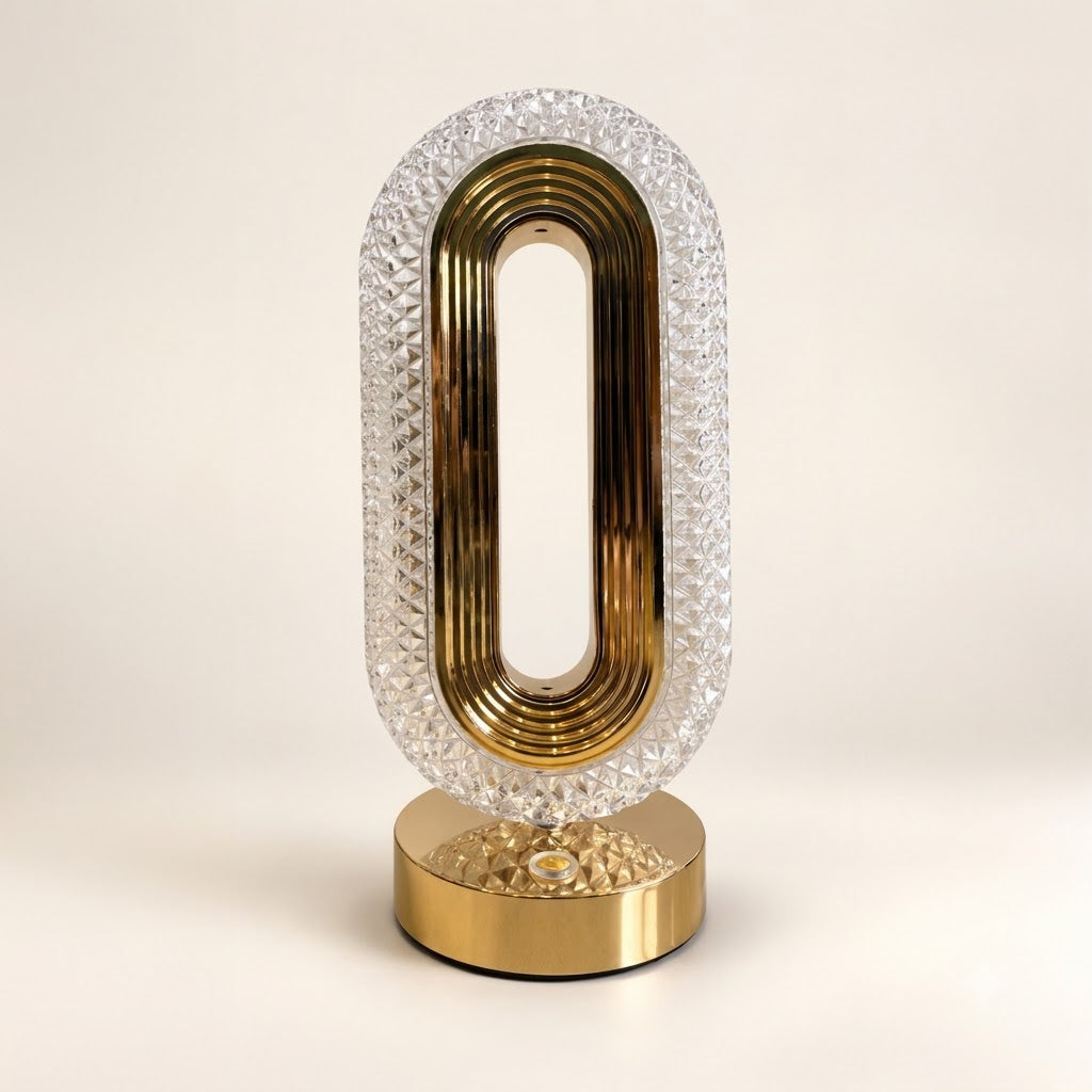 Oval Crystal Table Lamp – Gold